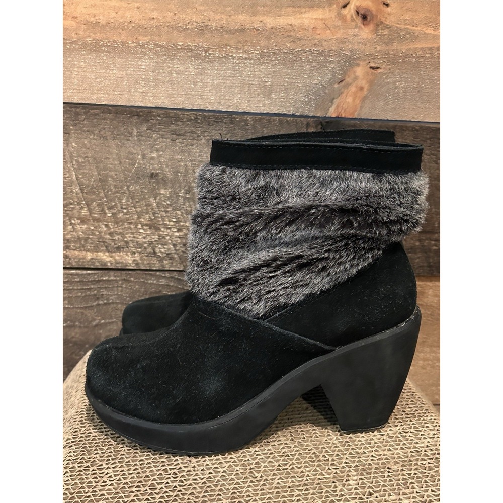 Skechers Boots Womens 6 Disco Bunny Platform Ankle Bootie Black Leather SN 47772